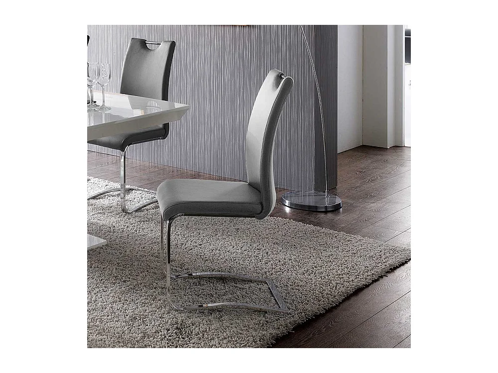 Schwingstuhl in Grau Stahl verchromt (4er Set)