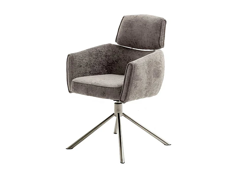 Esszimmerstuhl Set in modernem Design Webstoff und Edelstahl (2er Set)