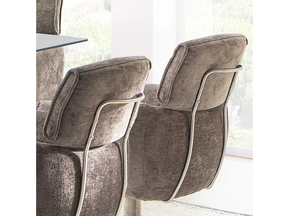 Esszimmerstuhl Set in modernem Design Webstoff und Edelstahl (2er Set)