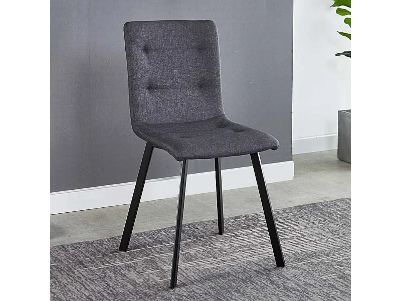 Polsterstühle in Dunkelgrau Webstoff Metallgestell (2er Set)