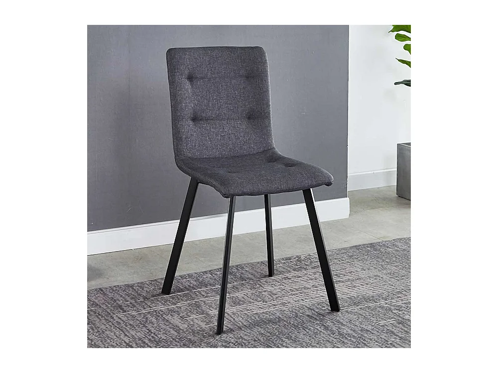Polsterstühle in Dunkelgrau Webstoff Metallgestell (2er Set)