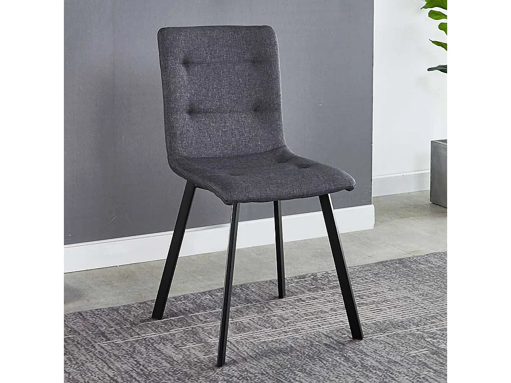 Polsterstühle in Dunkelgrau Webstoff Metallgestell (2er Set)