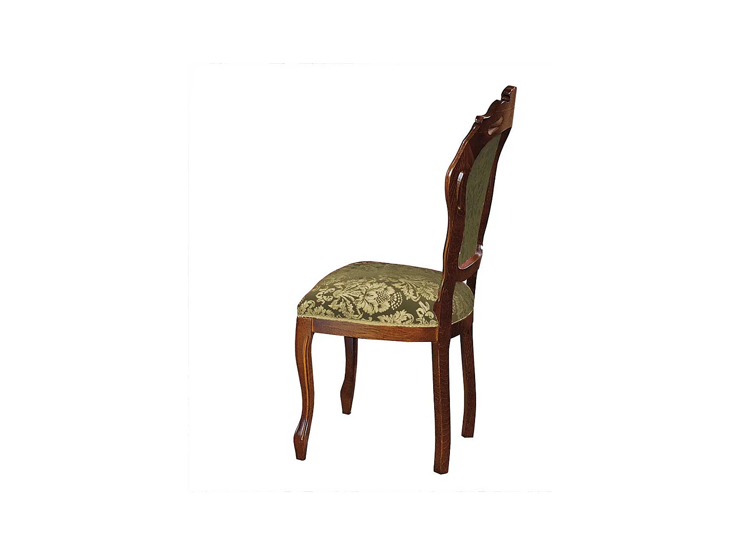 Polsterstuhl in Nussbaumfarben Beige Gold Medaillon Lehne