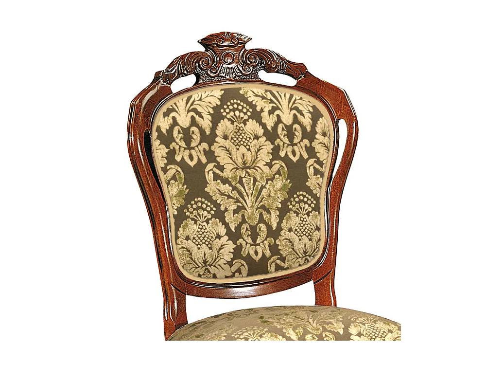 Polsterstuhl in Nussbaumfarben Beige Gold Medaillon Lehne