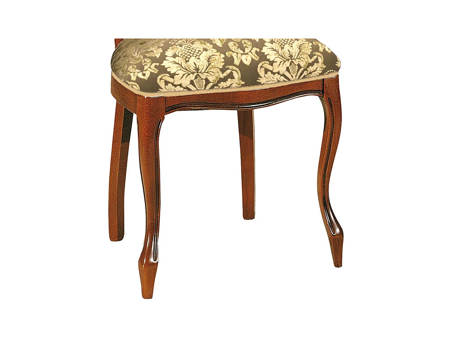 Polsterstuhl in Nussbaumfarben Beige Gold Medaillon Lehne