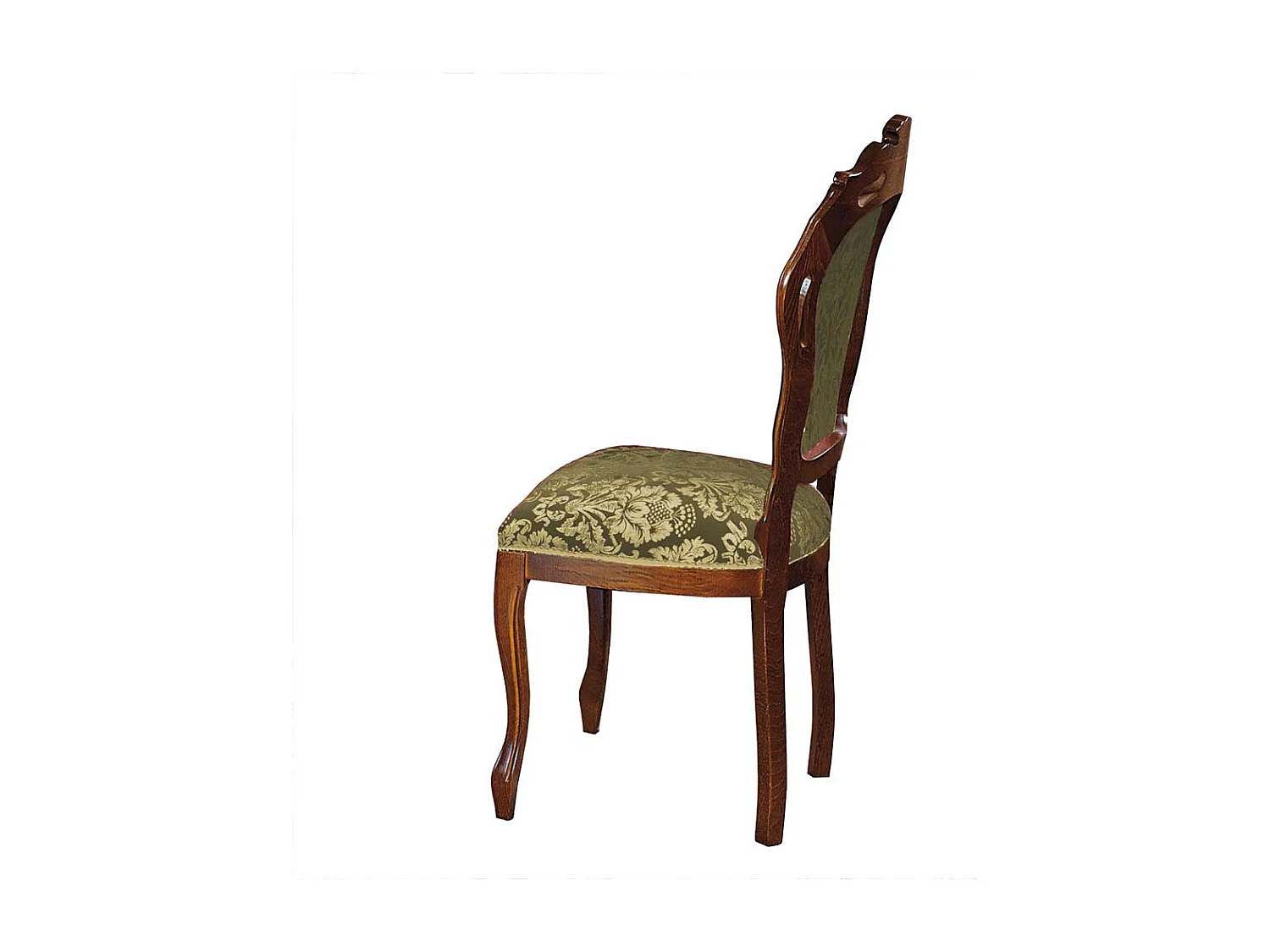 Polsterstuhl in Nussbaumfarben Beige Gold Medaillon Lehne