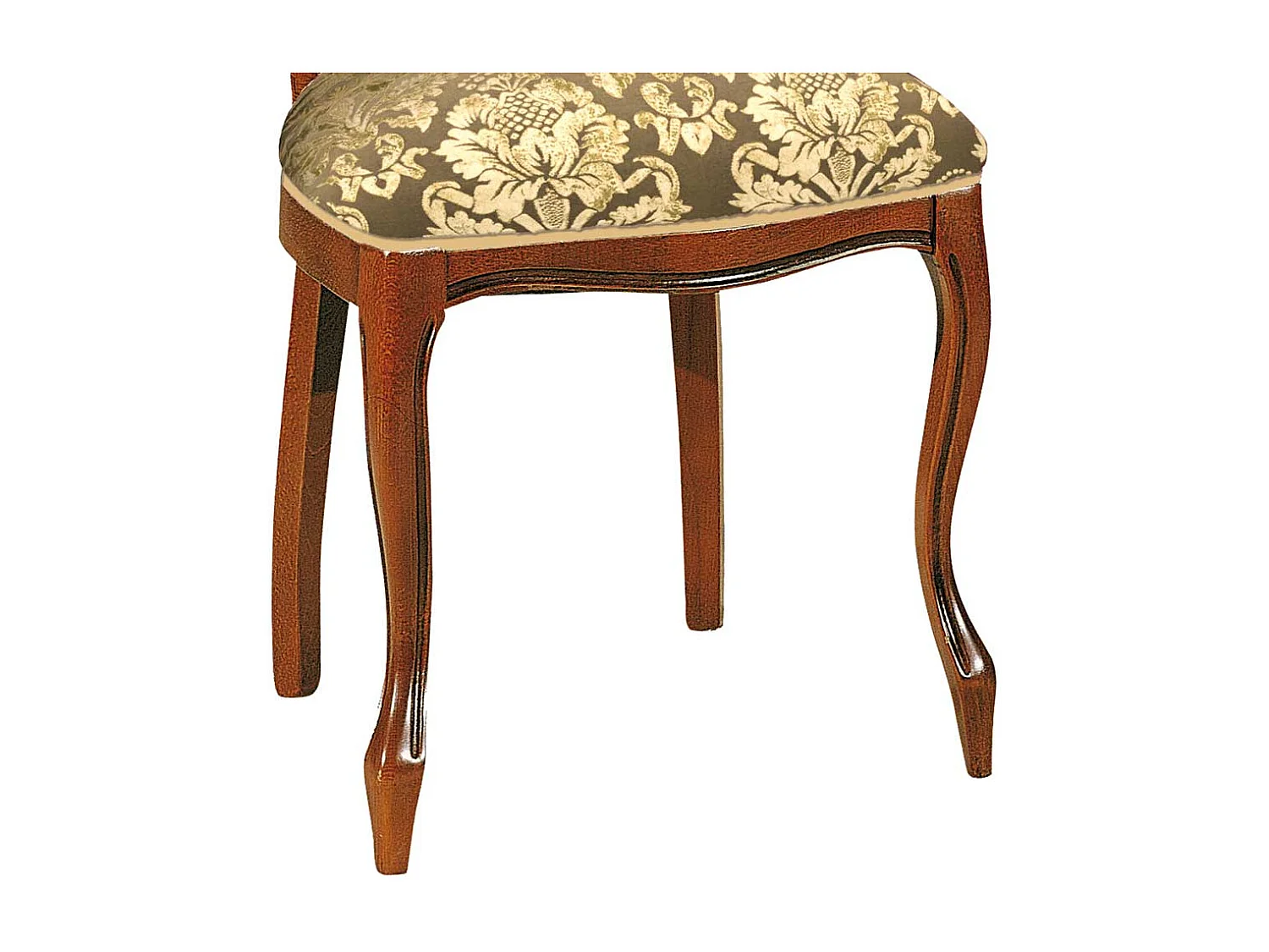 Polsterstuhl in Nussbaumfarben Beige Gold Medaillon Lehne