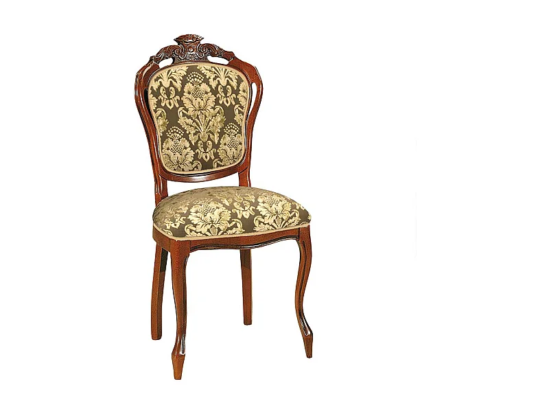 Polsterstuhl in Nussbaumfarben Beige Gold Medaillon Lehne