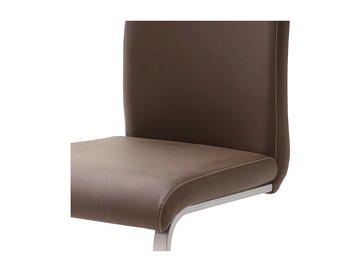 Küchen Freischwingerstuhl in Braun Kunstleder Edelstahl (4er Set)