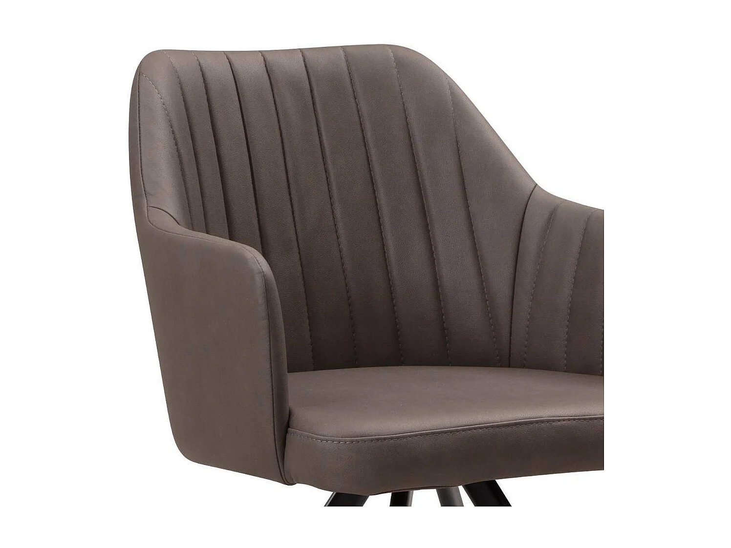 Armlehnstuhl Esszimmerstuhl in Dunkelbraun mit Gestell aus Metall