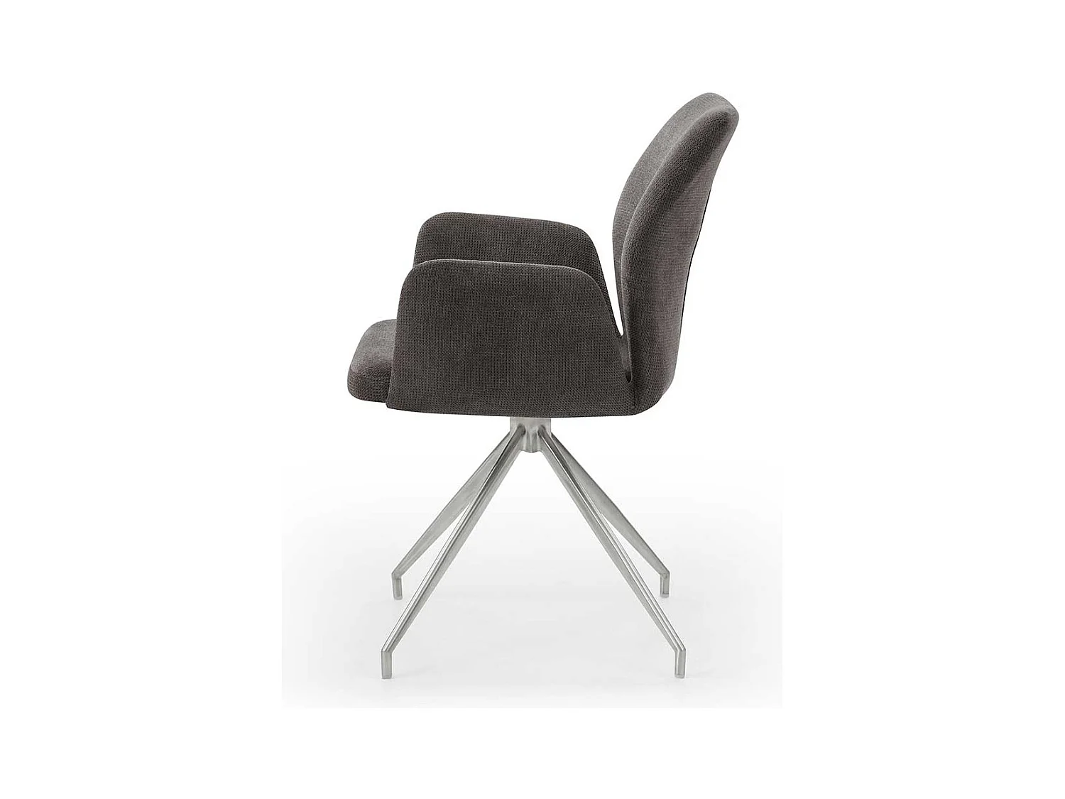 Drehstuhl für Esszimmer in Dunkelgrau und Silber Armlehnen