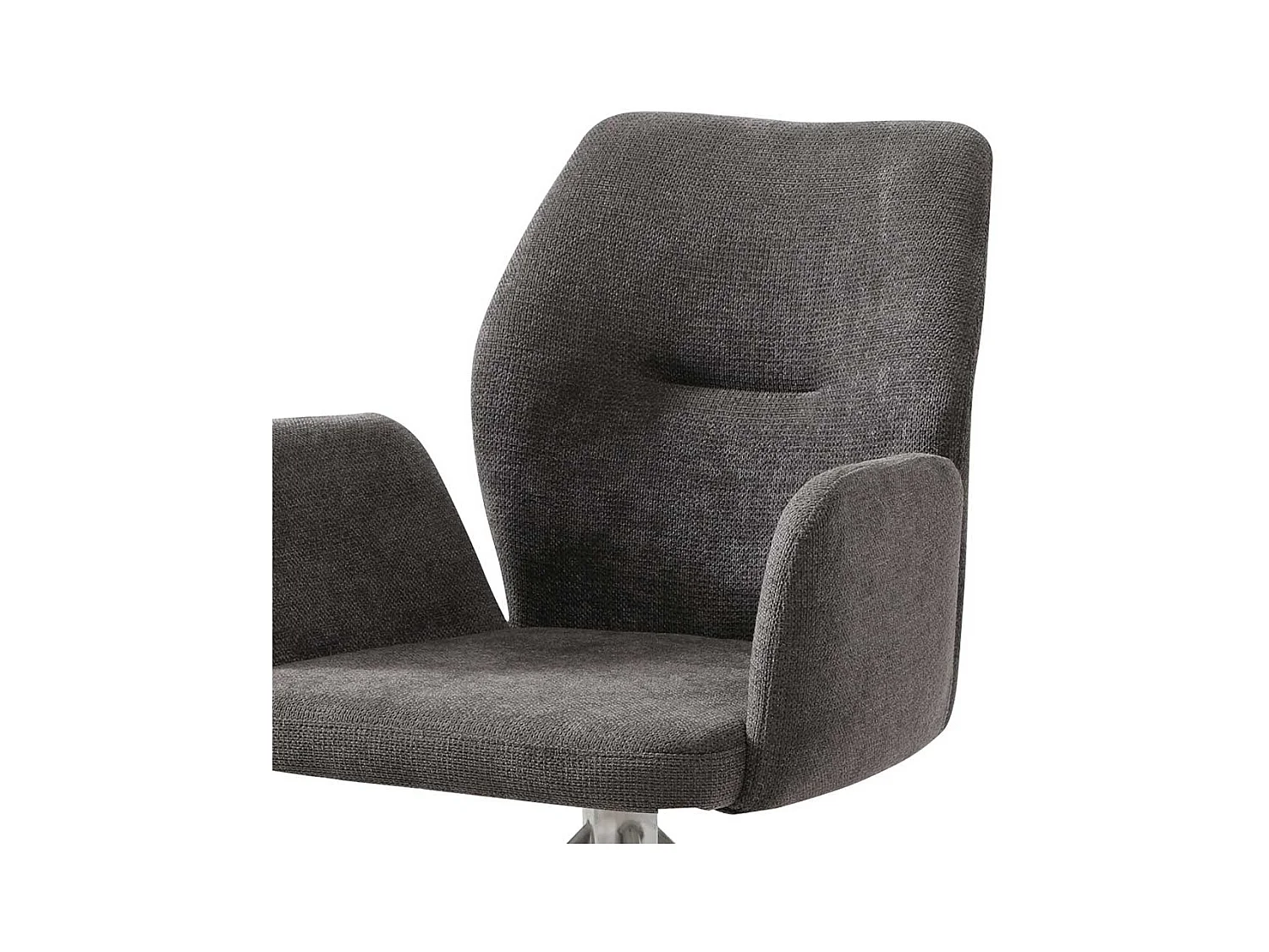 Drehstuhl für Esszimmer in Dunkelgrau und Silber Armlehnen