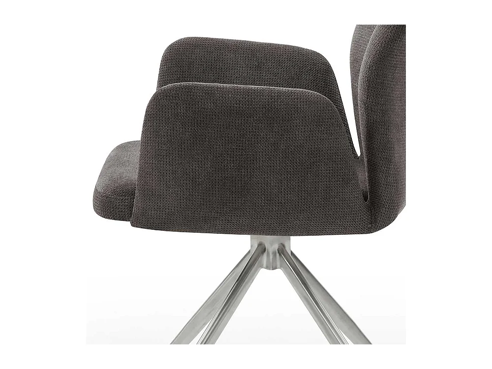 Drehstuhl für Esszimmer in Dunkelgrau und Silber Armlehnen