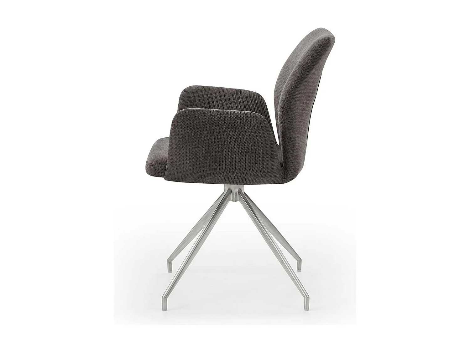 Drehstuhl für Esszimmer in Dunkelgrau und Silber Armlehnen