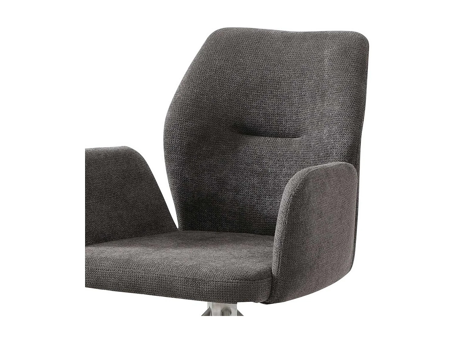 Drehstuhl für Esszimmer in Dunkelgrau und Silber Armlehnen