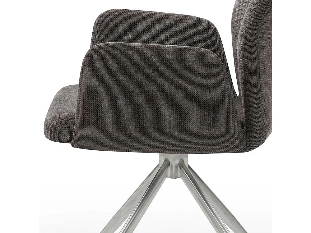 Drehstuhl für Esszimmer in Dunkelgrau und Silber Armlehnen