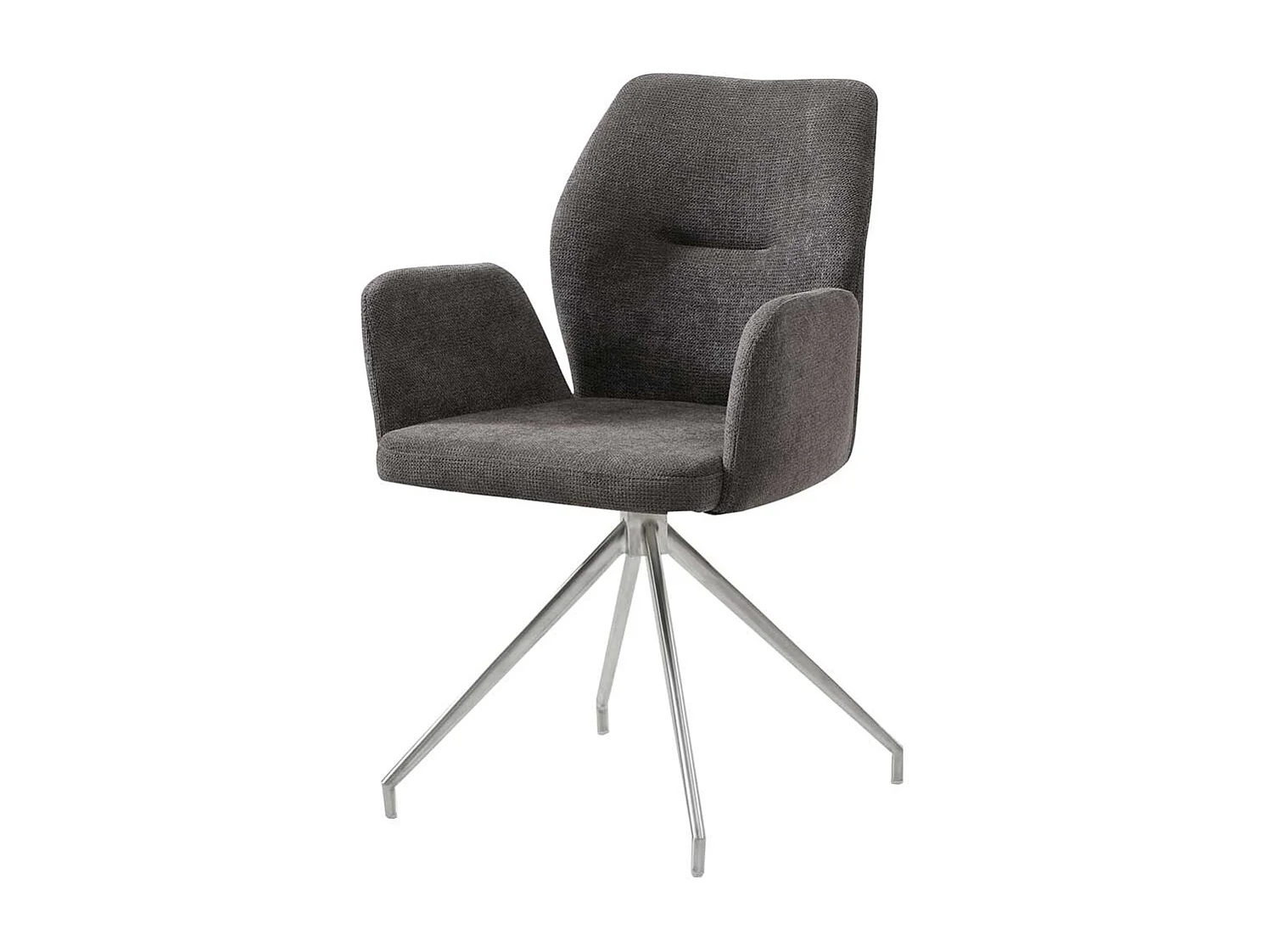 Drehstuhl für Esszimmer in Dunkelgrau und Silber Armlehnen