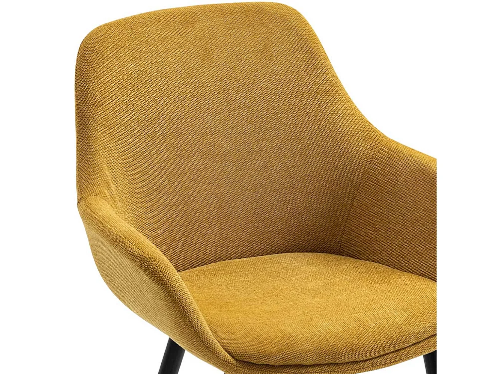 Armlehn Stühle in Gelb und Schwarz Stoffbezug (2er Set)