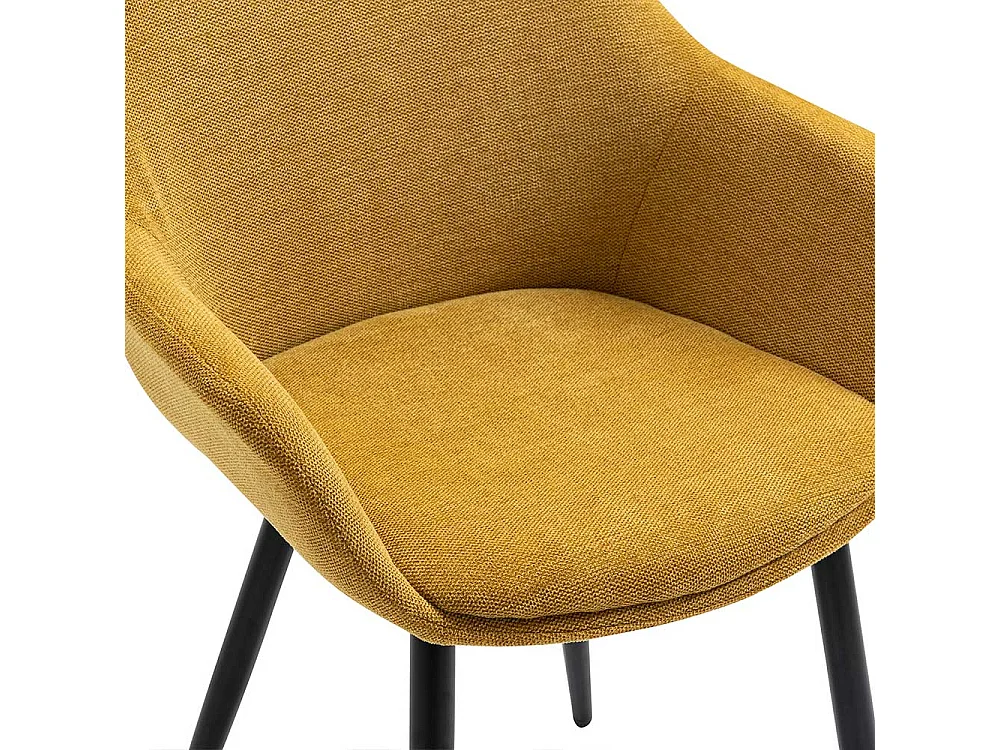 Armlehn Stühle in Gelb und Schwarz Stoffbezug (2er Set)