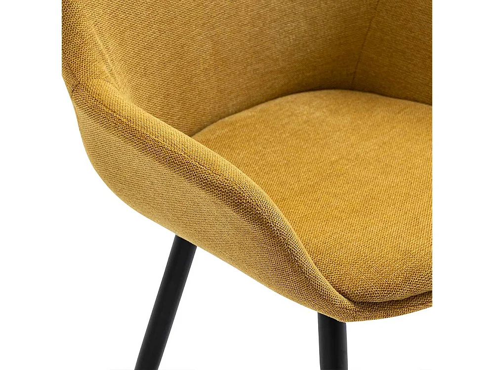 Armlehn Stühle in Gelb und Schwarz Stoffbezug (2er Set)