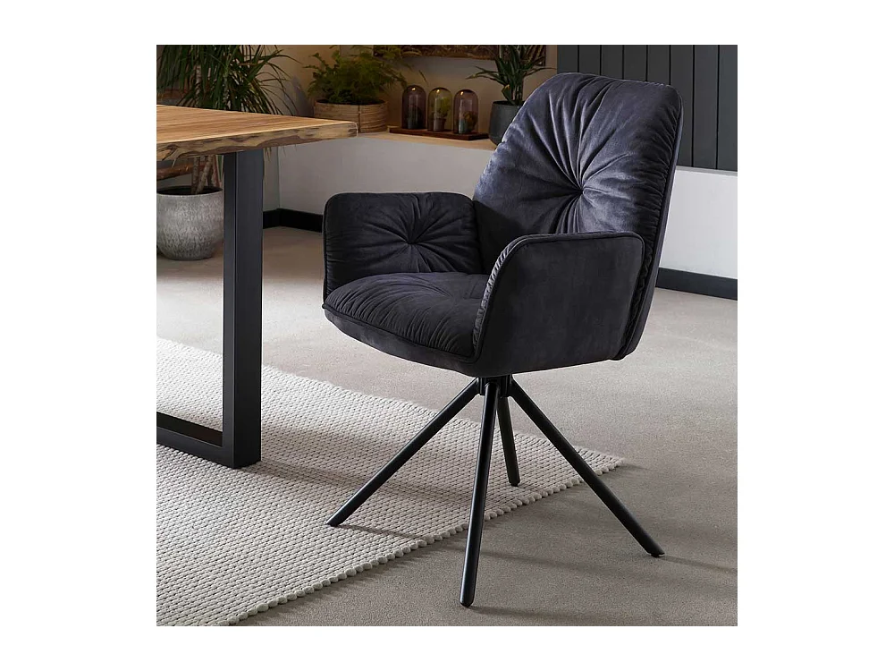 Drehbarer Armlehnstuhl in Schwarz Gestell aus Metall