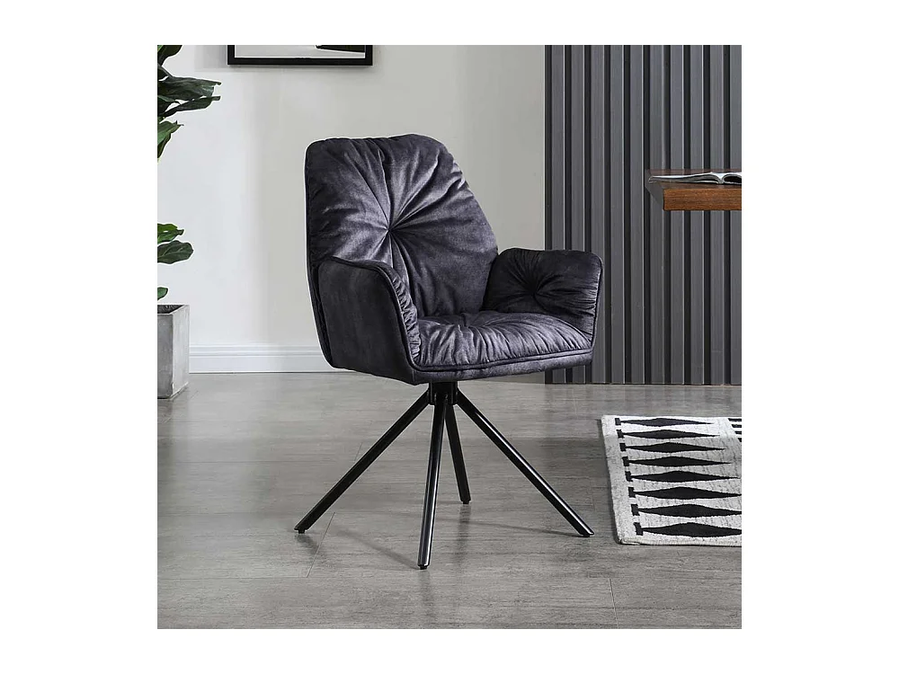 Drehbarer Armlehnstuhl in Schwarz Gestell aus Metall