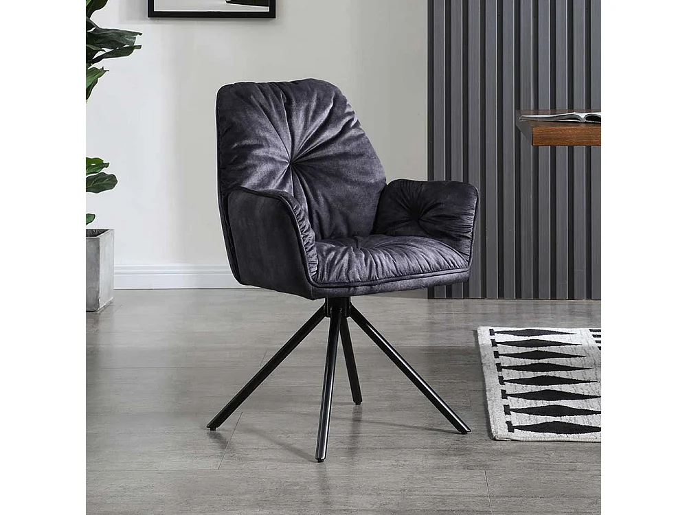 Drehbarer Armlehnstuhl in Schwarz Gestell aus Metall