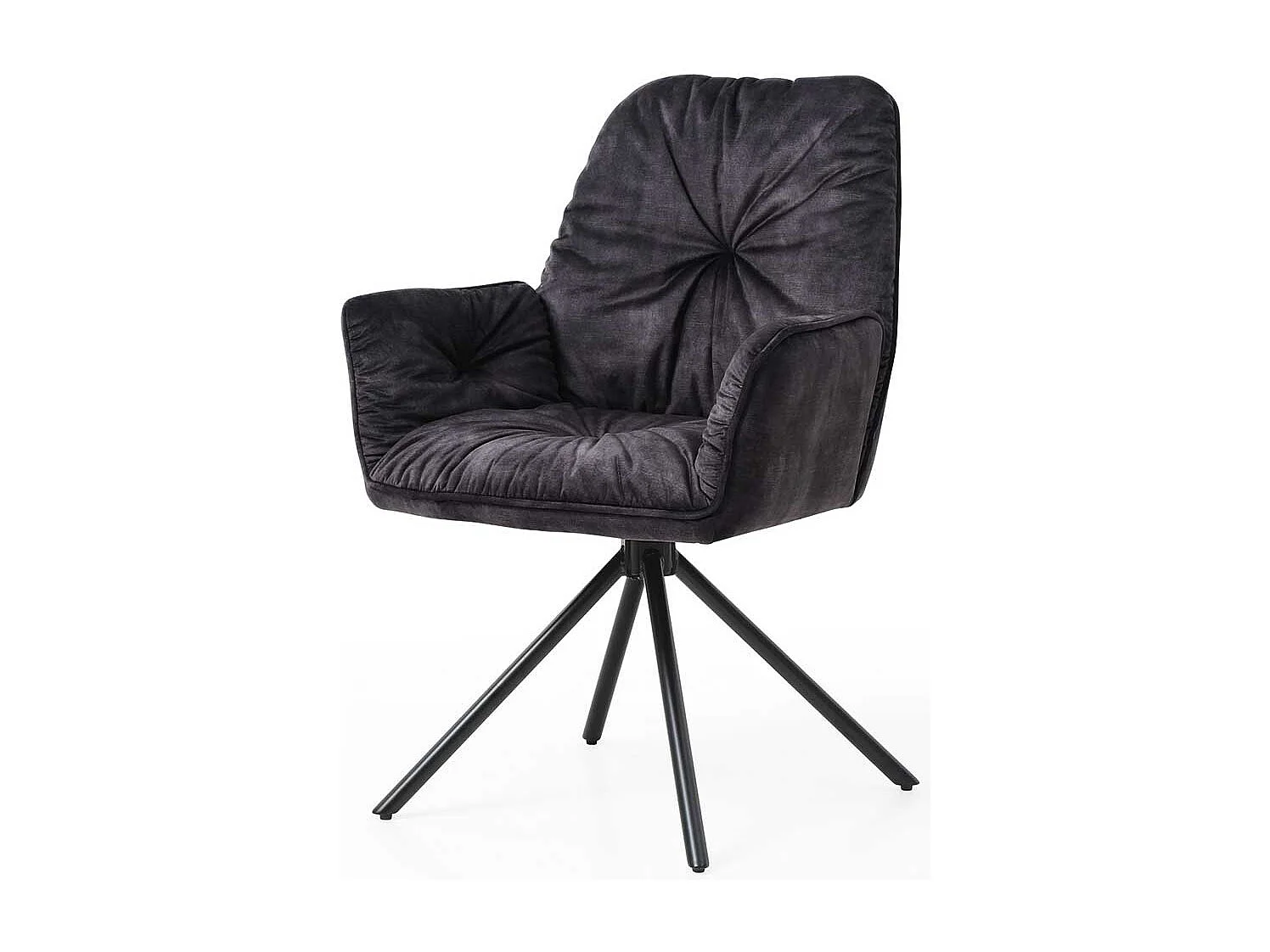 Drehbarer Armlehnstuhl in Schwarz Gestell aus Metall