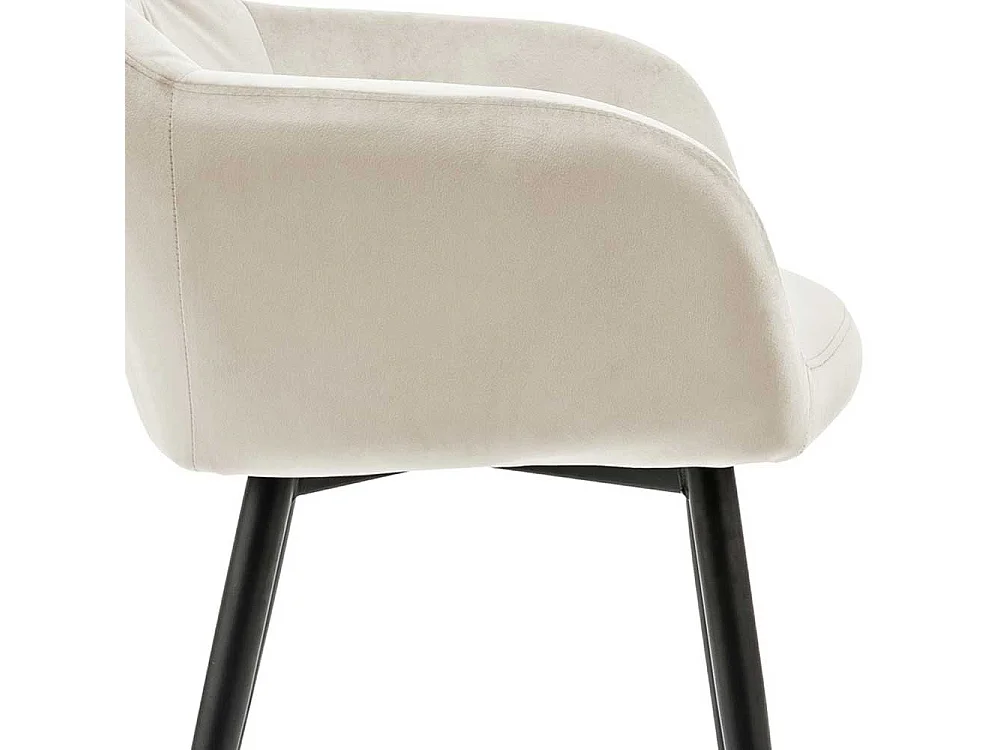 Polsterstuhl Esszimmer in Cremefarben schwarzem Metallgestell