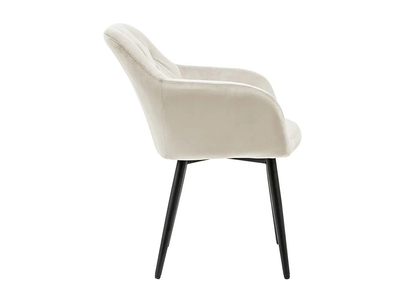 Polsterstuhl Esszimmer in Cremefarben schwarzem Metallgestell