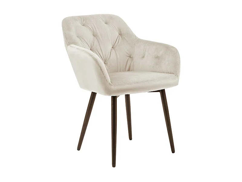 Polsterstuhl Esszimmer in Cremefarben schwarzem Metallgestell