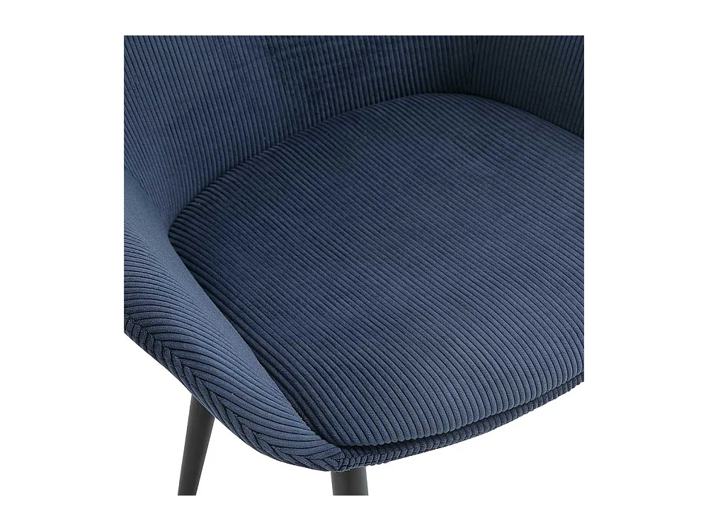 Cord Esstisch Stühle in Dunkelblau schwarzes Metallgestell (2er Set)