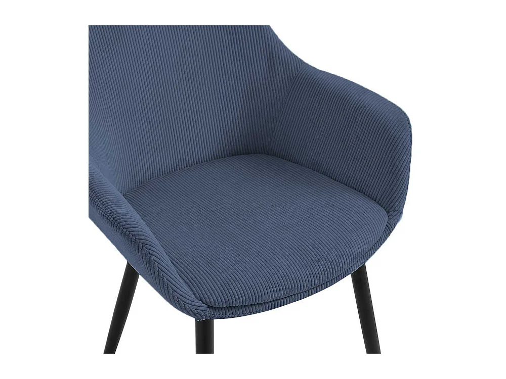 Cord Esstisch Stühle in Dunkelblau schwarzes Metallgestell (2er Set)