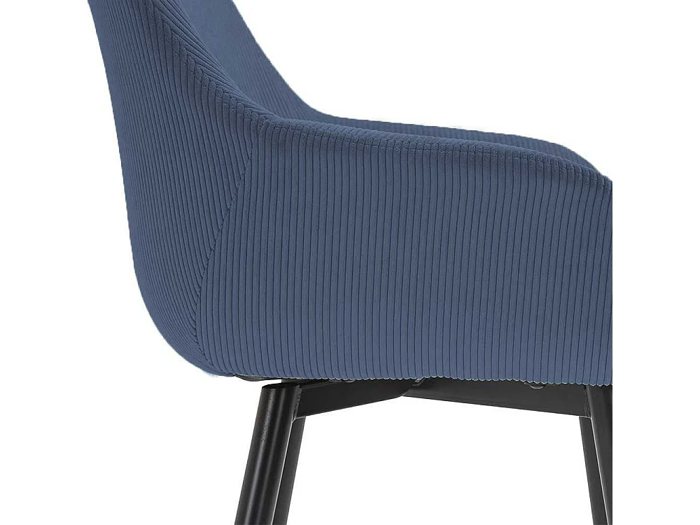 Cord Esstisch Stühle in Dunkelblau schwarzes Metallgestell (2er Set)