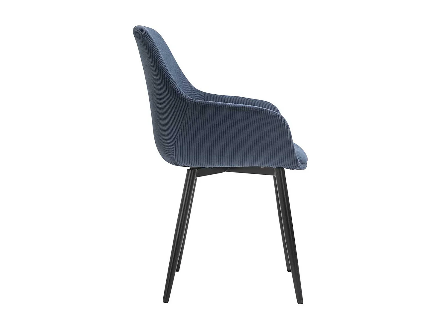 Cord Esstisch Stühle in Dunkelblau schwarzes Metallgestell (2er Set)