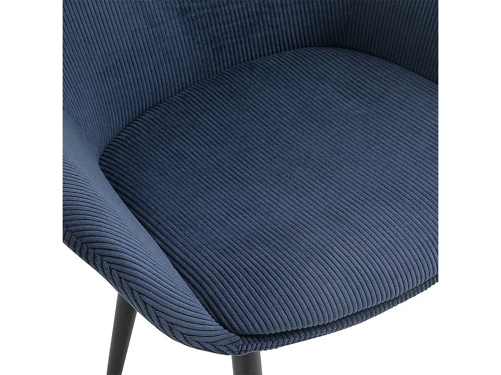 Cord Esstisch Stühle in Dunkelblau schwarzes Metallgestell (2er Set)