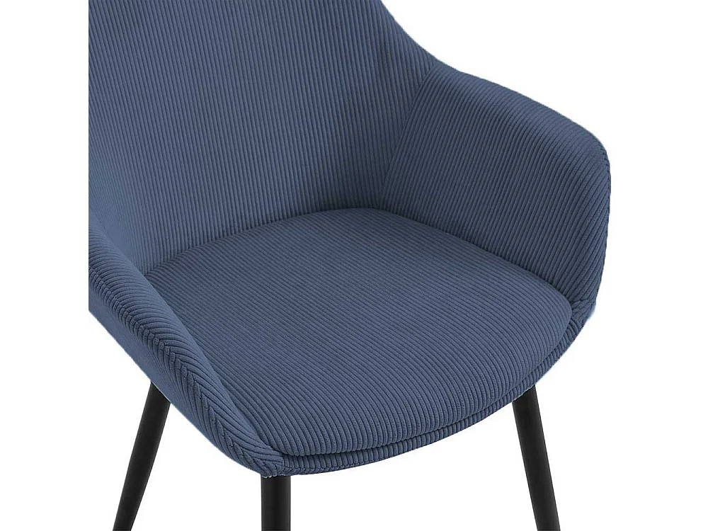 Cord Esstisch Stühle in Dunkelblau schwarzes Metallgestell (2er Set)