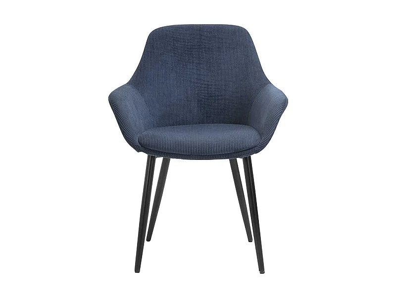 Cord Esstisch Stühle in Dunkelblau schwarzes Metallgestell (2er Set)