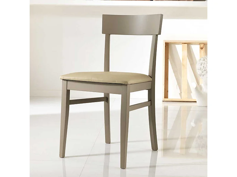 Esstischstuhl in Taupe Buche massiv Kunstleder (2er Set)