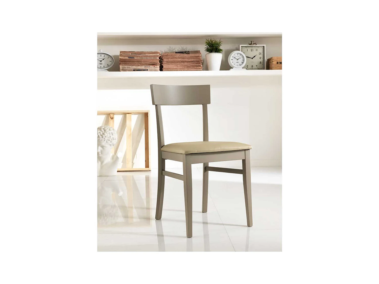 Esstischstuhl in Taupe Buche massiv Kunstleder (2er Set)