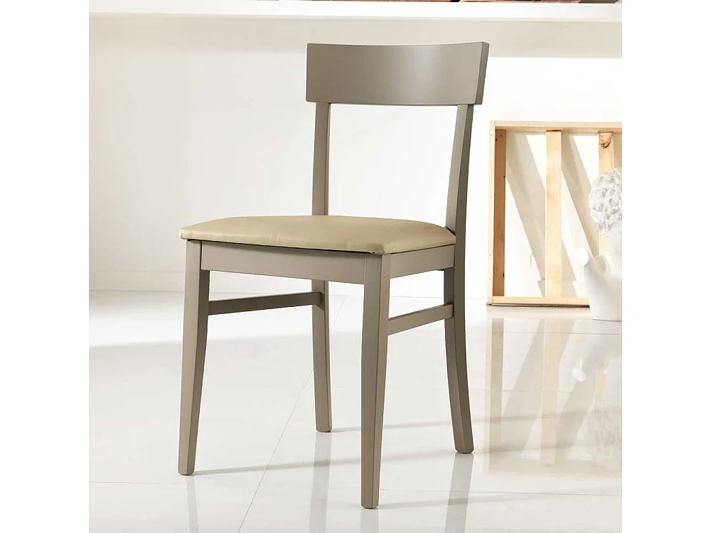 Esstischstuhl in Taupe Buche massiv Kunstleder (2er Set)