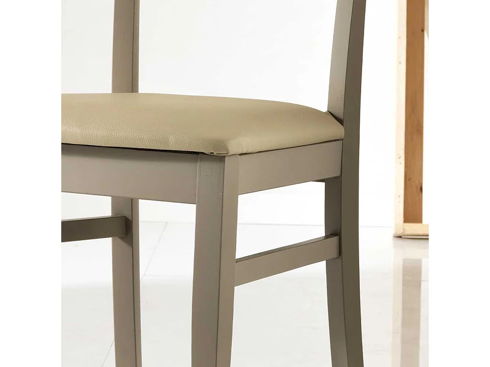 Esstischstuhl in Taupe Buche massiv Kunstleder (2er Set)