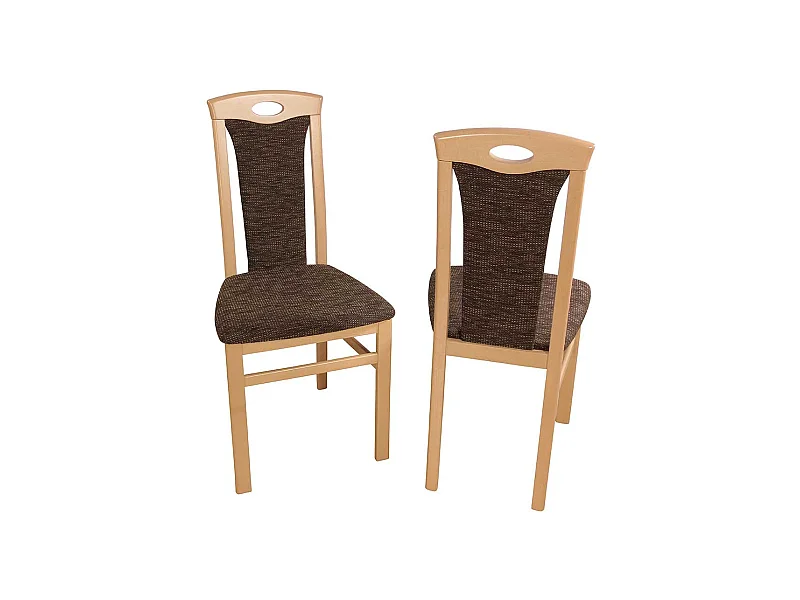 Esszimmerstuhl in Braun Webstoff Buche Massivholz (2er Set)