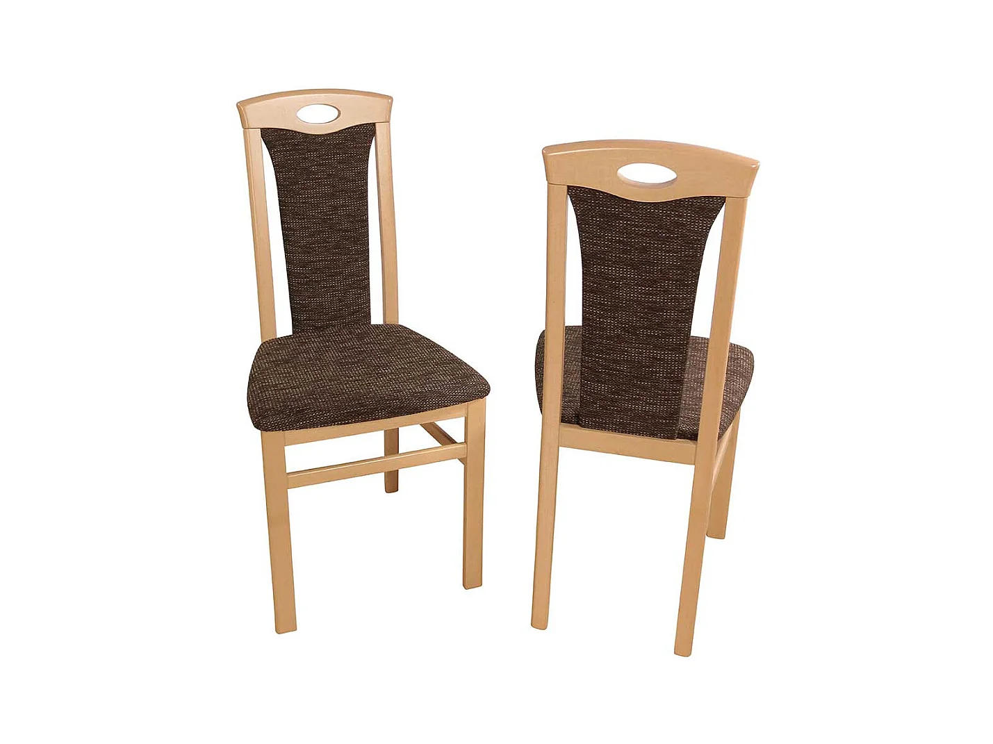 Esszimmerstuhl in Braun Webstoff Buche Massivholz (2er Set)
