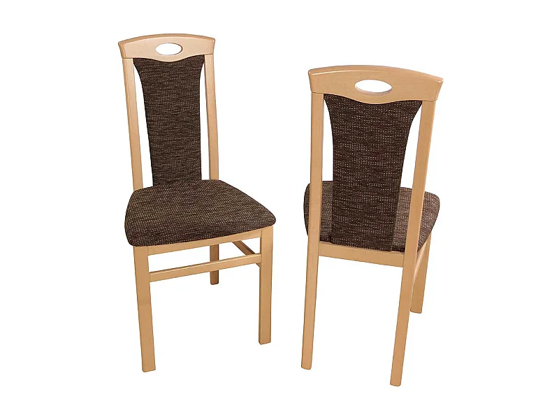 Esszimmerstuhl in Braun Webstoff Buche Massivholz (2er Set)