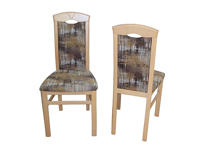 Stuhl Set aus Massivholz Buchefarben Bunt Webstoff (2er Set)