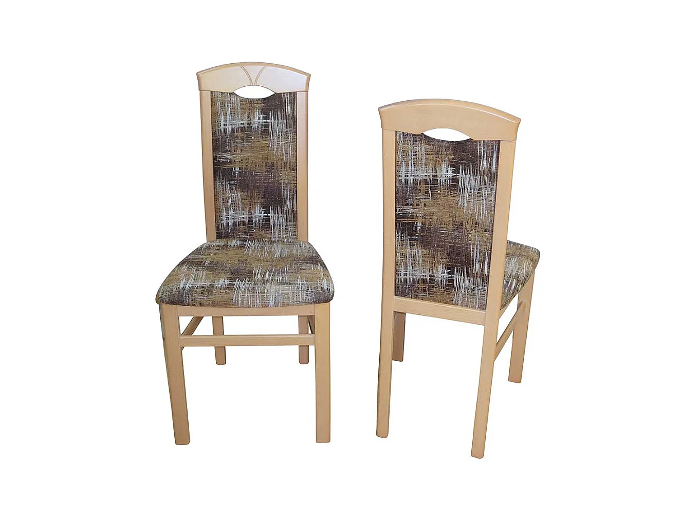 Stuhl Set aus Massivholz Buchefarben Bunt Webstoff (2er Set)