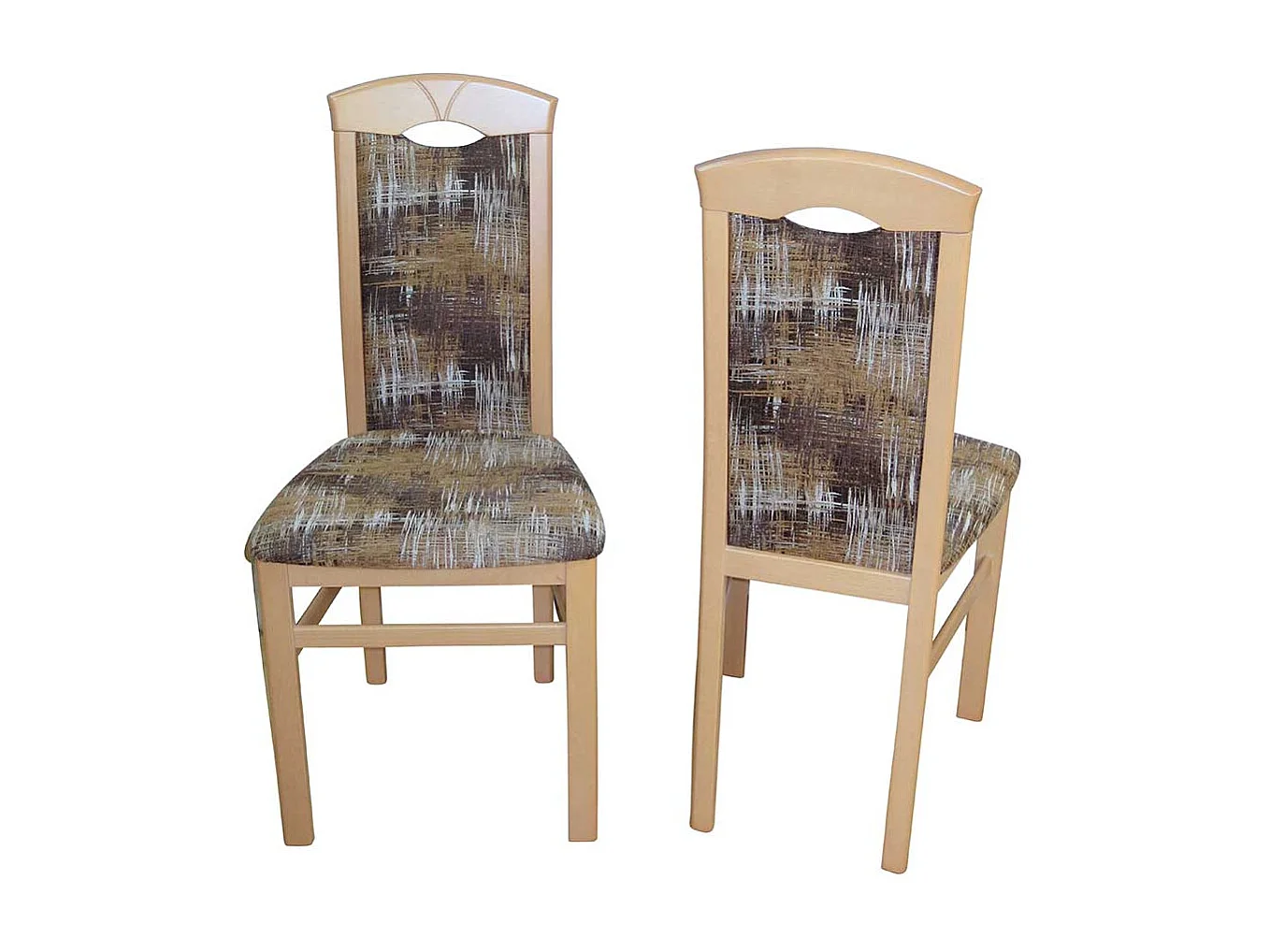 Stuhl Set aus Massivholz Buchefarben Bunt Webstoff (2er Set)