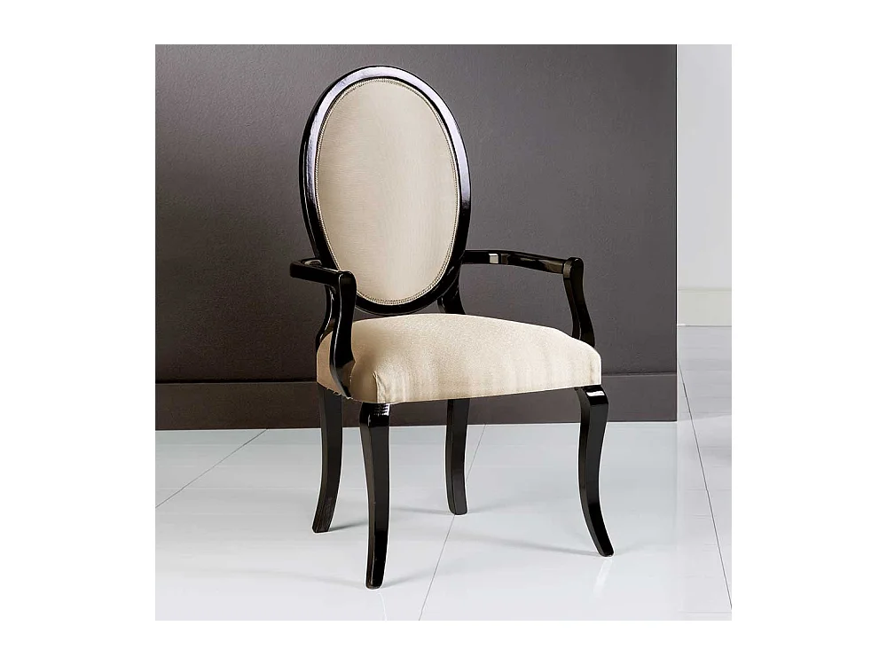 Armlehnenstuhl in italienischem Design Beige und Schwarz