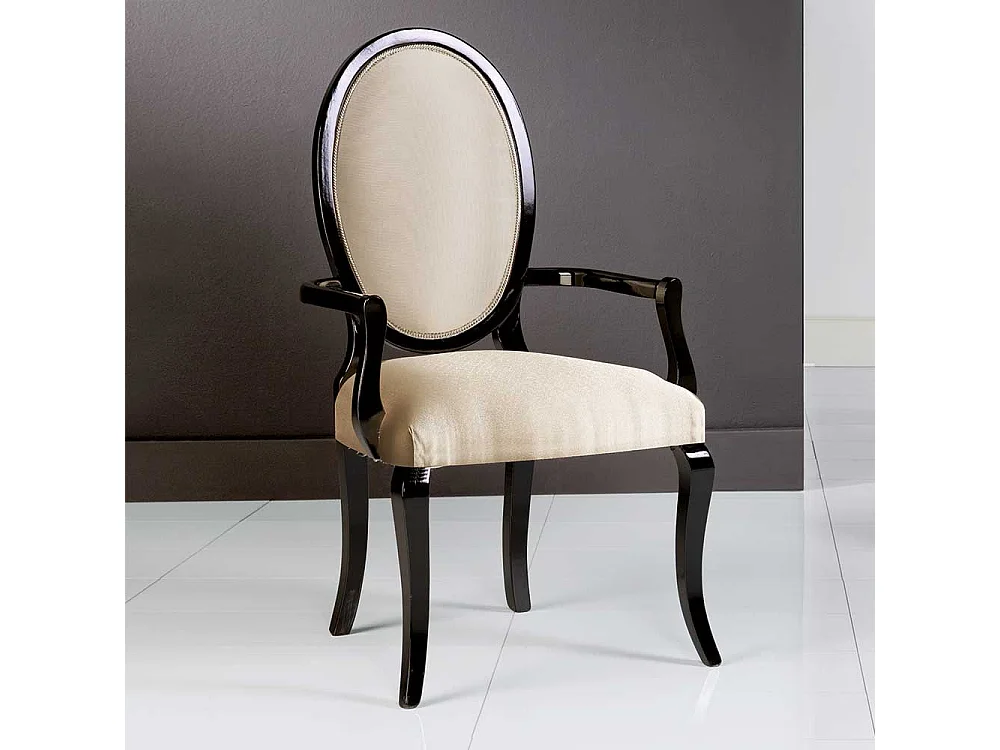 Armlehnenstuhl in italienischem Design Beige und Schwarz